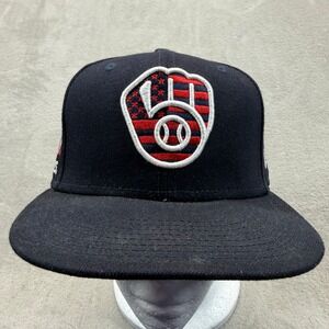 Milwaukee Brewers Hat Cap Mens 7 3/8 Fitted New Era 59FIFTY 4th of July Military
